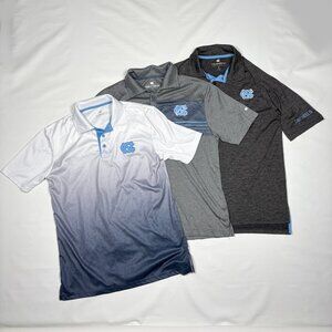 Lot of 3 University of North Carolina Tar Heels Performance Polo Shirts Mens SM